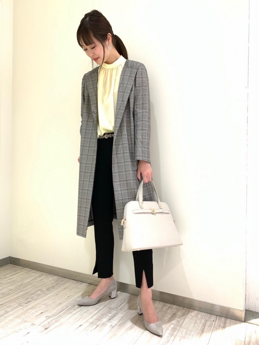 《recommend》ノーカラーグレンチェックコート