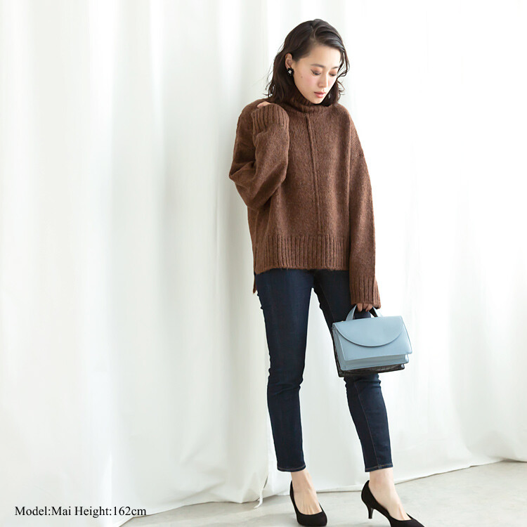 【CLEIO】 スリット入りハイネックルーズニットプルオーバー