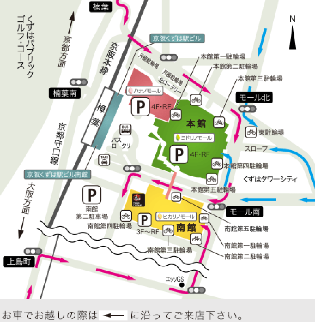 駐車場・駐輪場出入口案内図