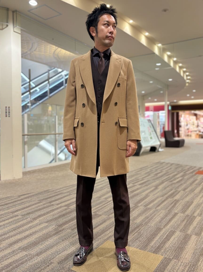 【ウール100%】ダブルブレスト・チェスターコート