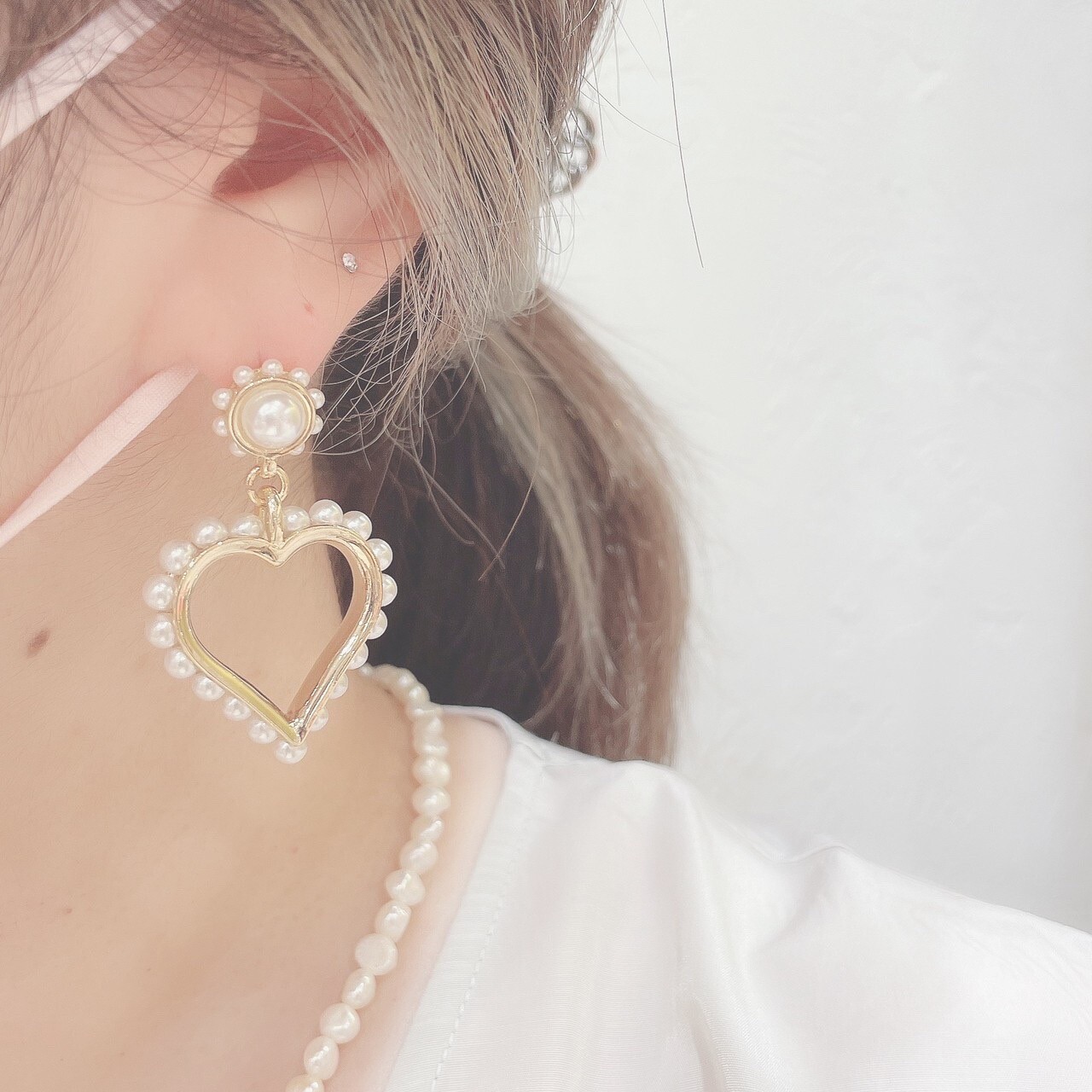 ♡Heart pearl pierce♡
