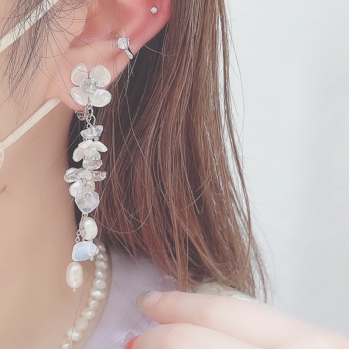 flower pearl earring⁂
