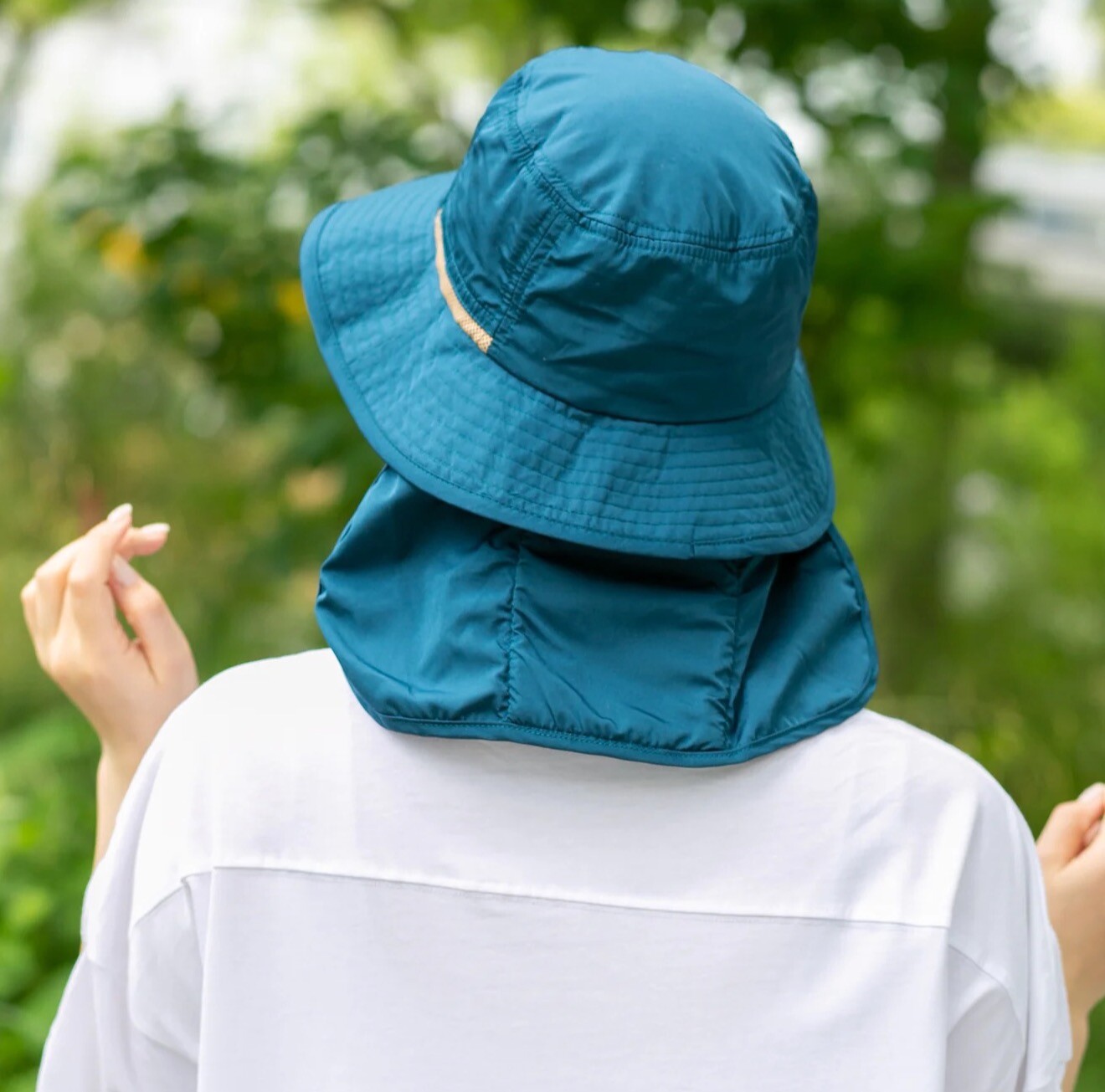 【撥水遮光配色垂れ付きサファリ】