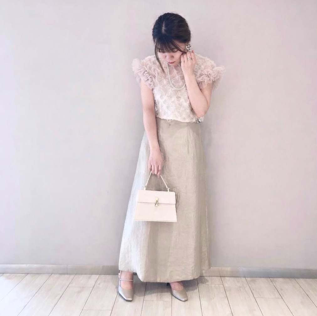 【kaene】チュールフリルブラウスセットドレス