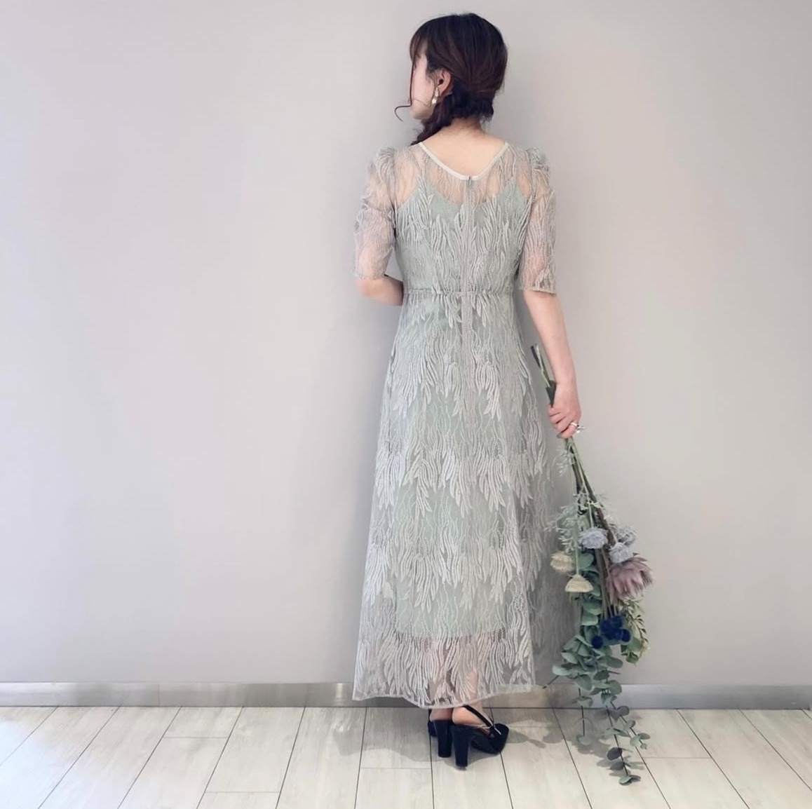 【kaene】スパンコールアネモネドレス