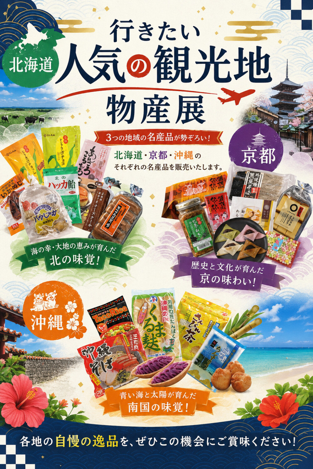 行きたい人気の観光地物産展～北海道・京都・沖縄～