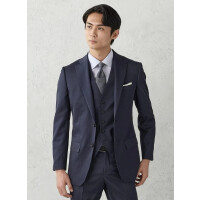 【ベスト付】デニムライク　スリーピーススーツ【クラシコ】ブルー