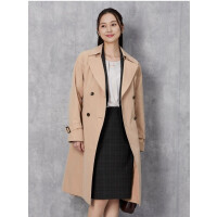 ツイルストレッチ　ライナー付き　Aライントレンチコート　ベージュ/ネイビー