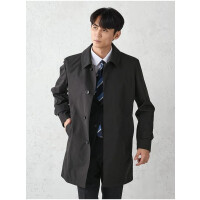 無地ステンカラーコート　脱着ライナー付き　ブラック