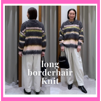 ロングヘアーボーダーニット
