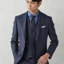 光沢スリーピーススーツ【クラシコ】無地　ブラック/ネイビー