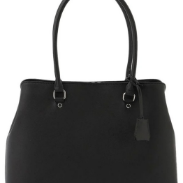 サフィアーノ　ラウンドトートバック　ブラック/ベージュ