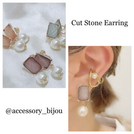 Cut Stone Earring 𓂃 ✿𓈒𓏸