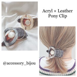 🧸💕Acryl×Leather Pony Clip💕🧸