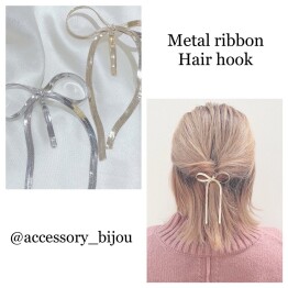 metal ribbon hair hook⚪︎🎀⚪︎