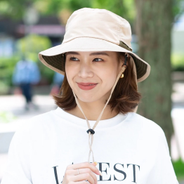 【撥水遮光配色垂れ付きサファリ】