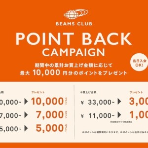 BEAMS CLUB会員限定『ポイントバックキャンペーン』開催！最大10,000円分のポイントをプレゼント！
