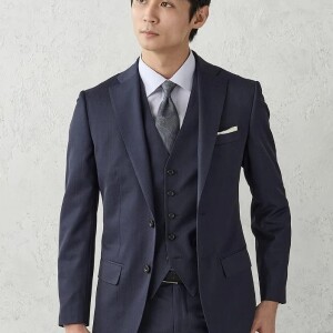 【ベスト付】デニムライク　スリーピーススーツ【クラシコ】ブルー