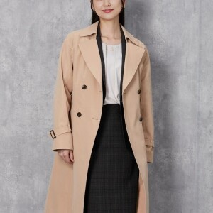 ツイルストレッチ　ライナー付き　Aライントレンチコート　ベージュ/ネイビー