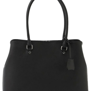 サフィアーノ　ラウンドトートバック　ブラック/ベージュ