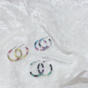 marble hoop pierce💛💚💙💜