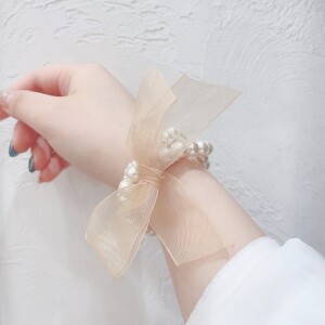 ribbon × Pearl bracelet 🎀*+。