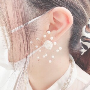 pearl × wire earring 🌹*+。