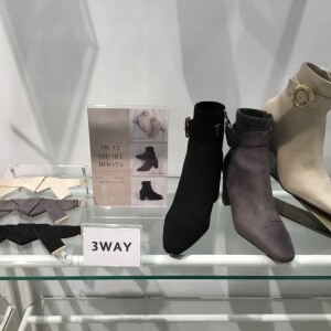 3WAYチャンキーヒールショートブーツ