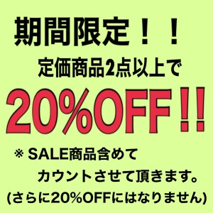 定価商品2点以上でレジにて20%OFF