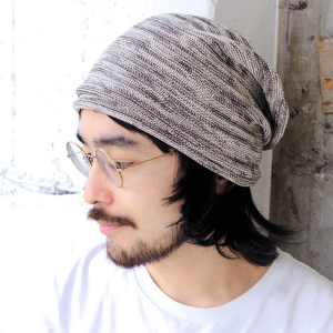 【コットンロールアップニット帽】