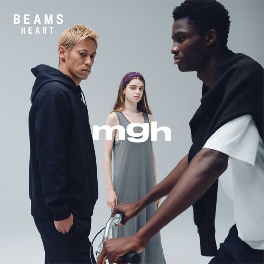 〈BEAMS HEART〉店舗で、本田圭佑氏がビジョンディレクションを務める〈mgh〉の先行エクスクルーシブ展開を開始