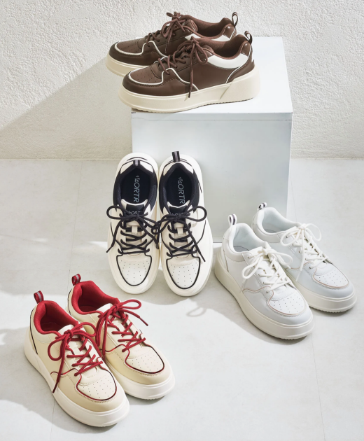 👟バイカラーボリュームソールスニーカー