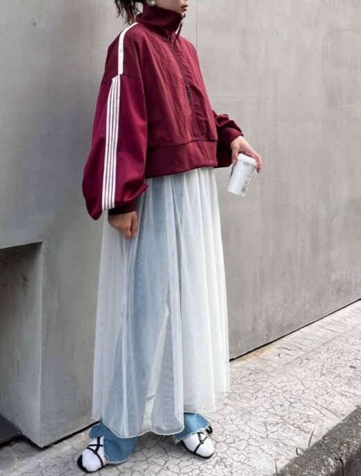 【etsinta／エシンタ】ナイロントラックボリュームスリーブジャケット