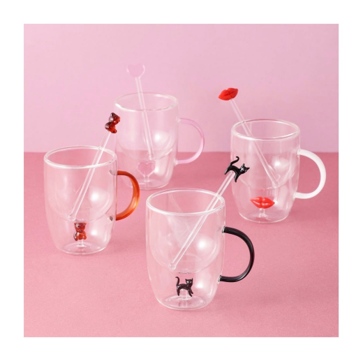 【NEW】ガラスモチーフを閉じ込めた耐熱ガラス製のマグカップ🐱🎶