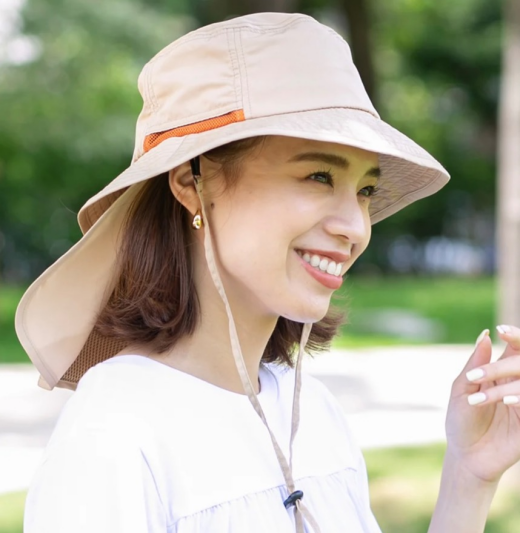 【撥水遮光配色垂れ付きサファリ】