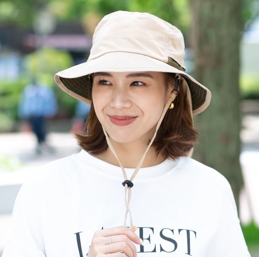 【撥水遮光配色垂れ付きサファリ】