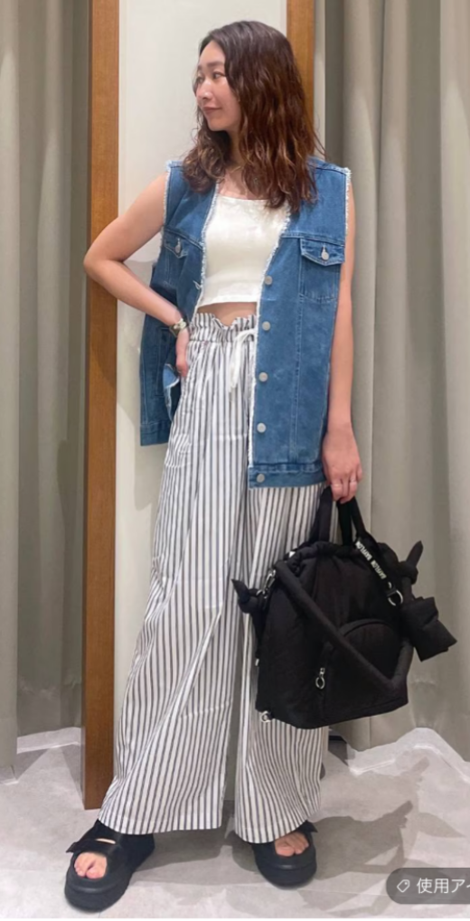 ストライプリラックスパンツ 