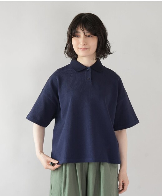 mumokuteki 鹿の子のUVカット ワイドポロシャツ