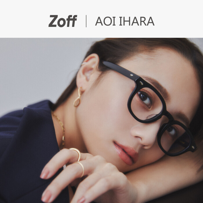 伊原 葵さんコラボ】#020ボストン型 太縁 めがね Zoff 新品-