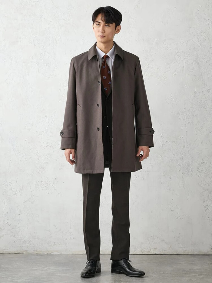 【メンズ新作】ステンカラーコー脱着ライナー付き