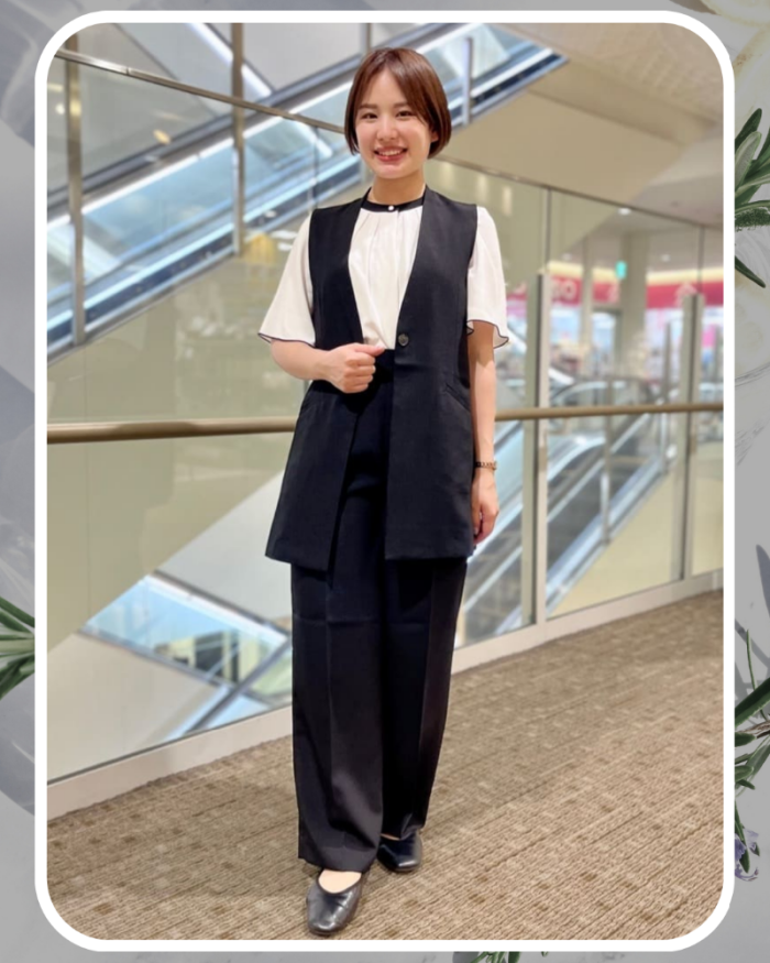 【夏におススメ】レディスリネンライク・ジレ×ワイドパンツ