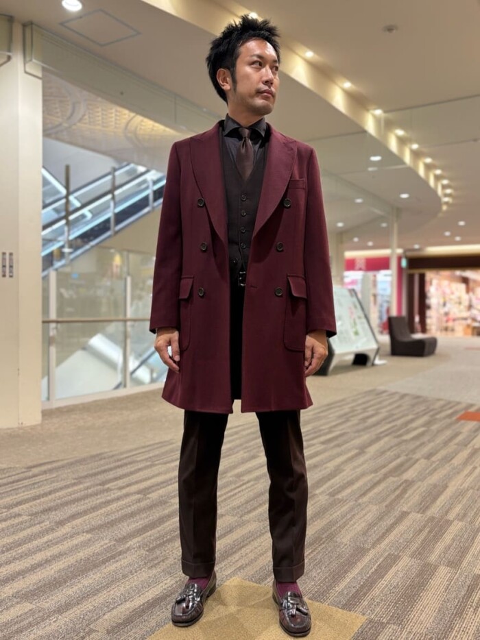 【ウール100%】ダブルブレスト・チェスターコート