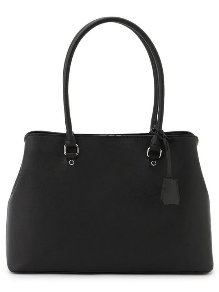 サフィアーノ　ラウンドトートバック　ブラック/ベージュ