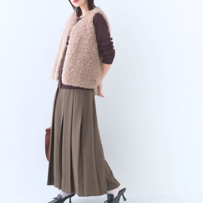 ◆ チェック柄ミディプリーツスカート ◆