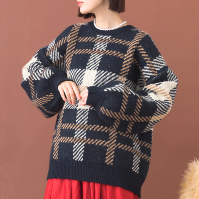 ◆ チェック柄オーバーサイズニット ◆