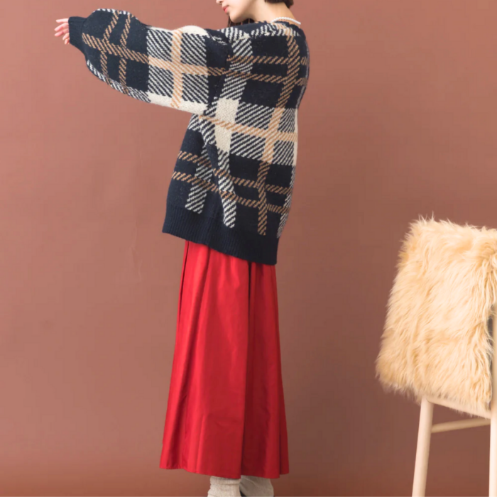 ◆ チェック柄オーバーサイズニット ◆