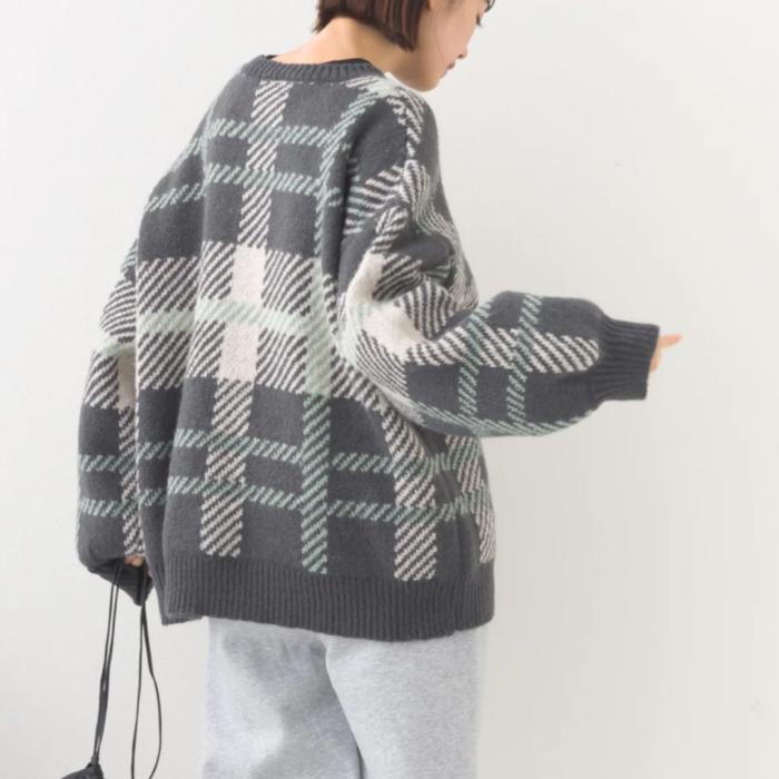 ◆ チェック柄オーバーサイズニット ◆