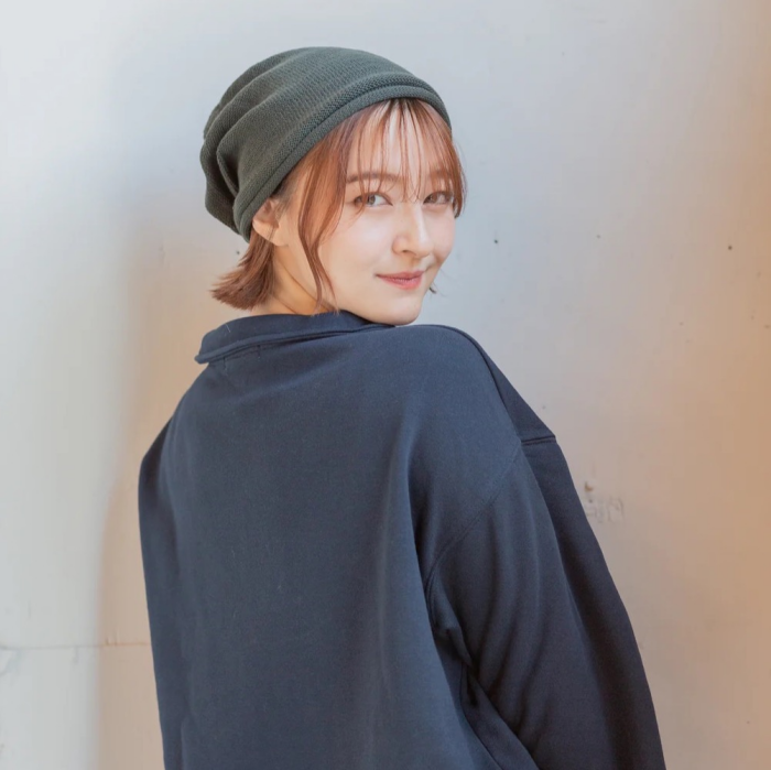 【コットンロールアップニット帽】