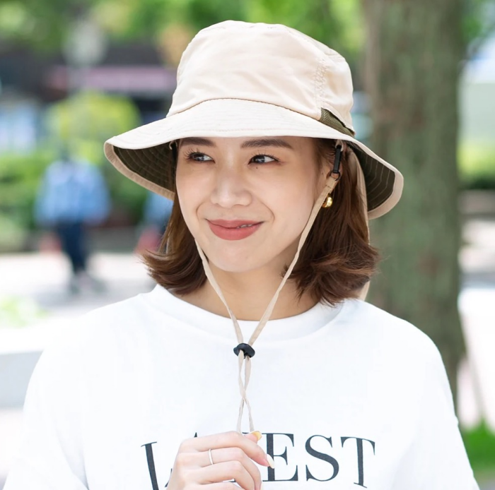 【撥水遮光配色垂れ付きサファリ】