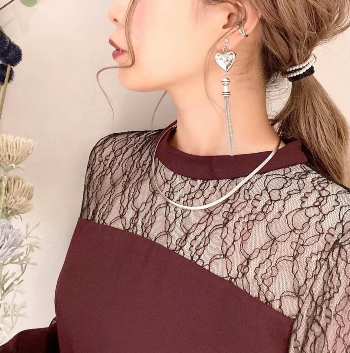 プリーツスカート付レイヤードスリットワンピース